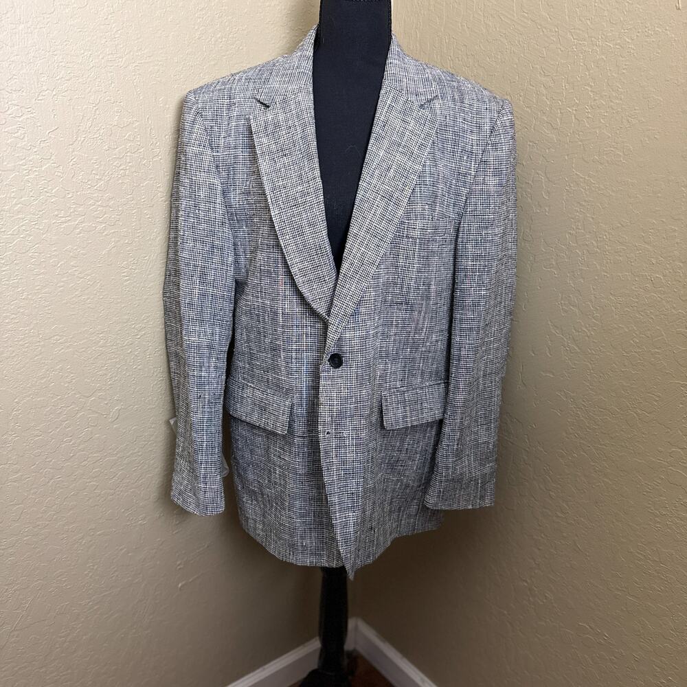 John Weitz Personal Choice Sport Coat Blazer 44S Gray Houndstooth USA